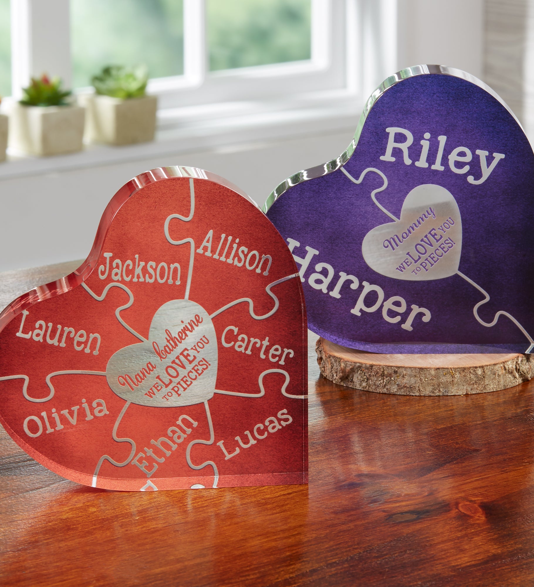 We Love You To Pieces Personalized Colored Heart Puzzle Keepsake